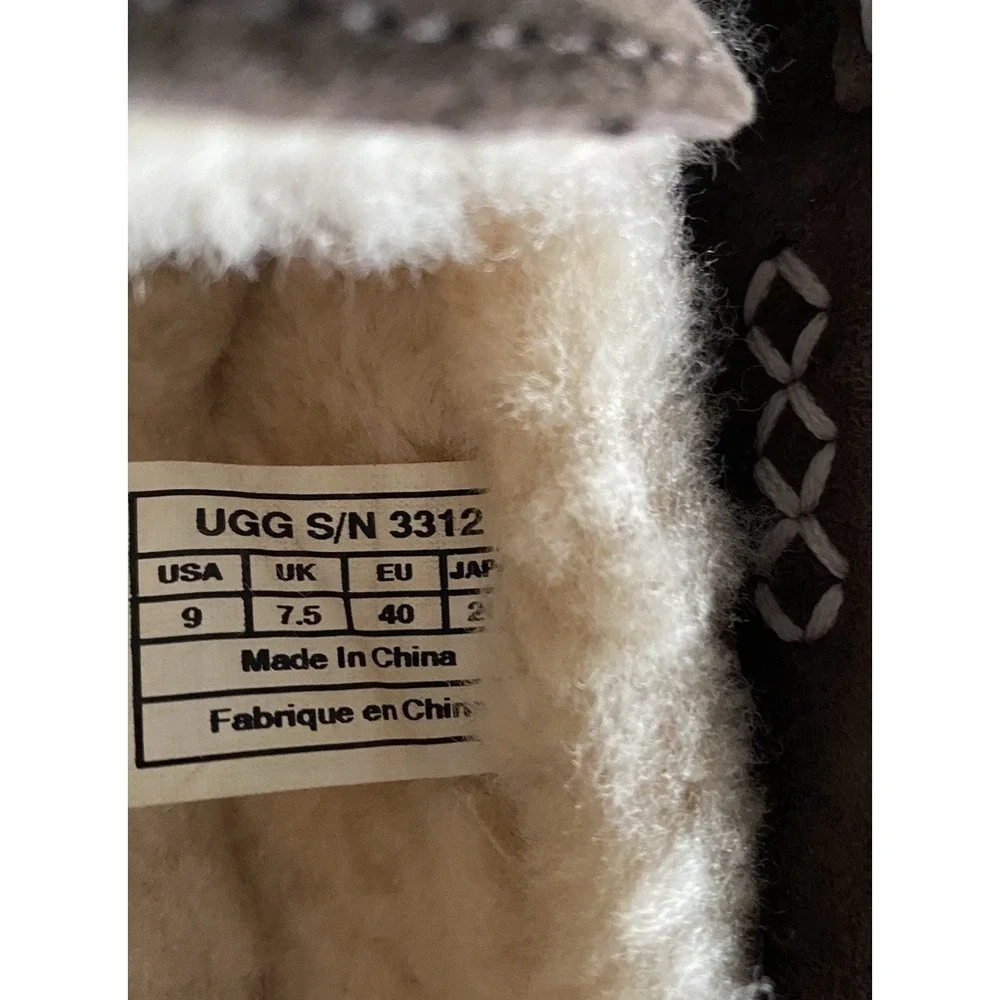 UGG‎ Ascot Moccasin Slipper Men's Sz 9 Brown Suede Shearling Slip-on Grandpacore